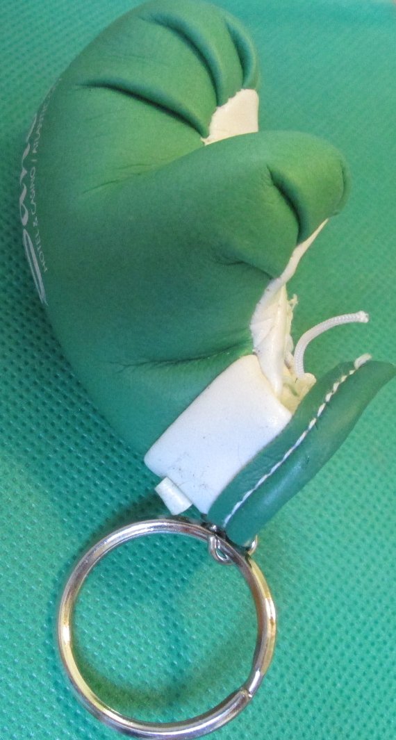 Vintage RABBIT FUR ball keyring key chain 2" - Click Image to Close