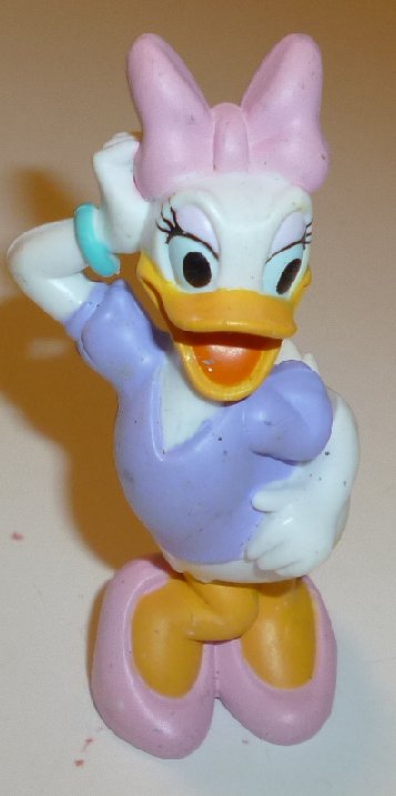DAISY DUCK PVC Figure toy purple top pink bow 3", Disney - Click Image to Close