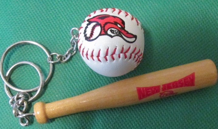 NJ New Jersey JACKALS Baseball BAT and BALL keyring key chains