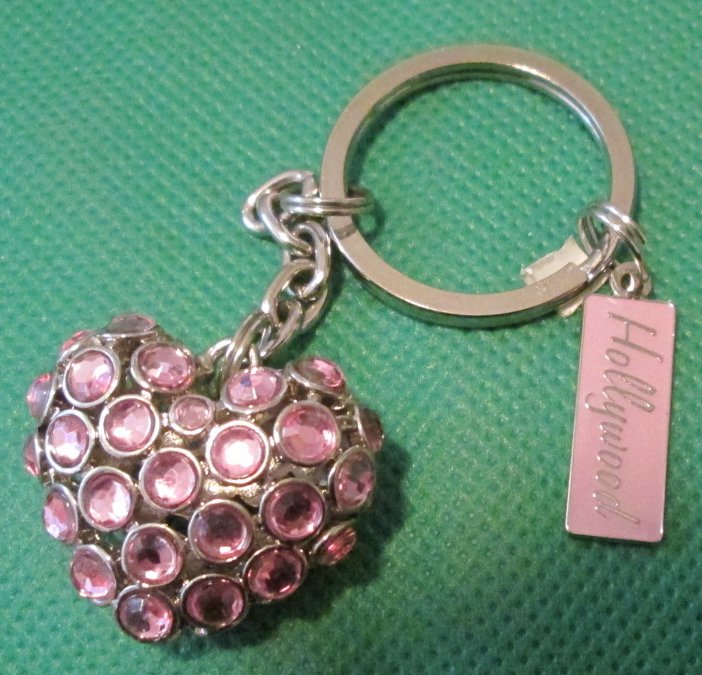 HOLLYWOOD Decorated HEART keyring key chain 1"