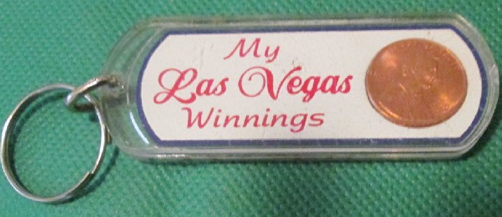 My LAS VEGAS winnings Lucky Penny souvenir keyring key chain 3"