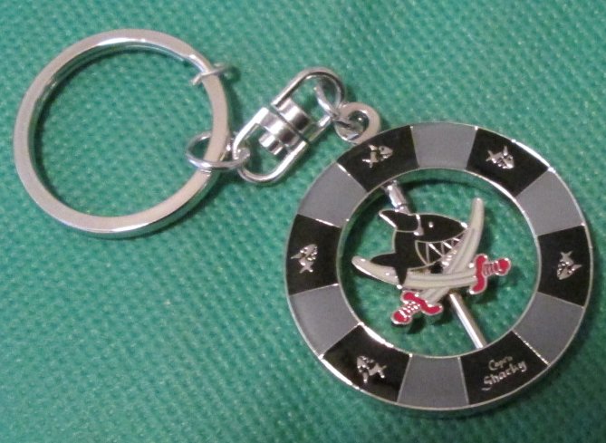 CAPT'N Captain SHARKY rotating center metal keyring key chain