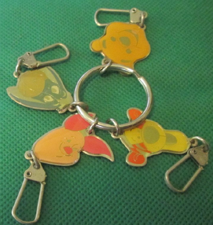 Disney WINNIE THE POOH & 3 friends head charms keyring key chain - Click Image to Close