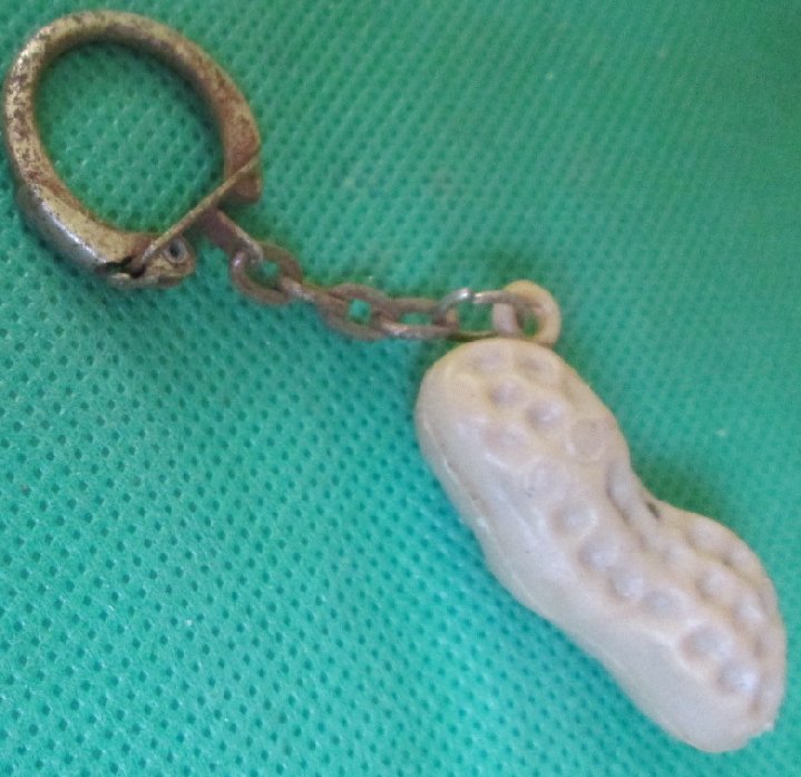 Vintage PEANUT in shell keyring key chain 1.75"