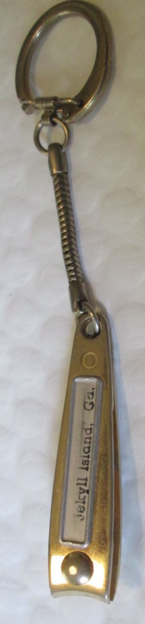 Vintage JEKYLL ISLAND GA souvenir NAIL CLIPPER keyring key chain - Click Image to Close