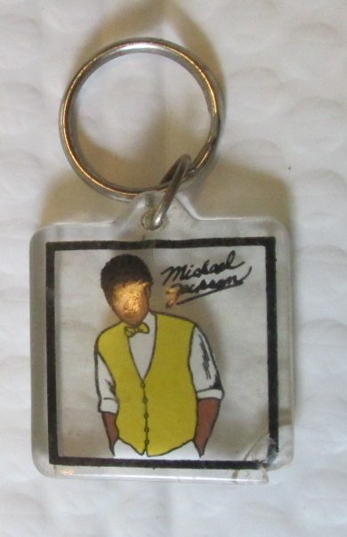 Vintage MICHAEL JACKSON plastic keyring key chain 1.5" - Click Image to Close