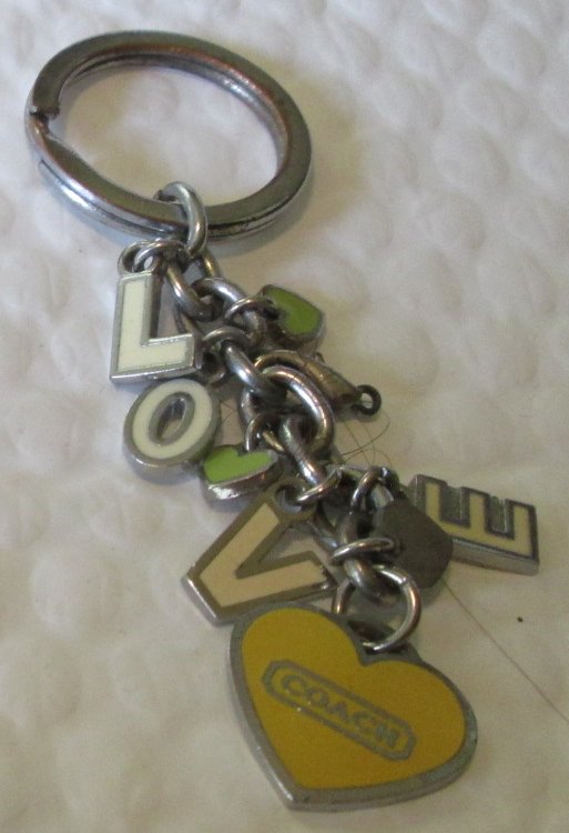 COACH charms LOVE letters yellow heart dangling keyring keychain