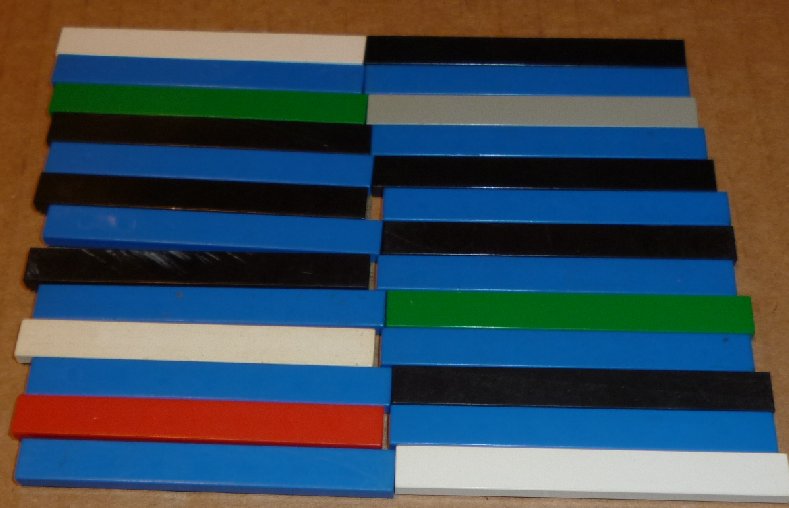 LEGO Parts lot of 26 Tile 1 x 8 mixed colors