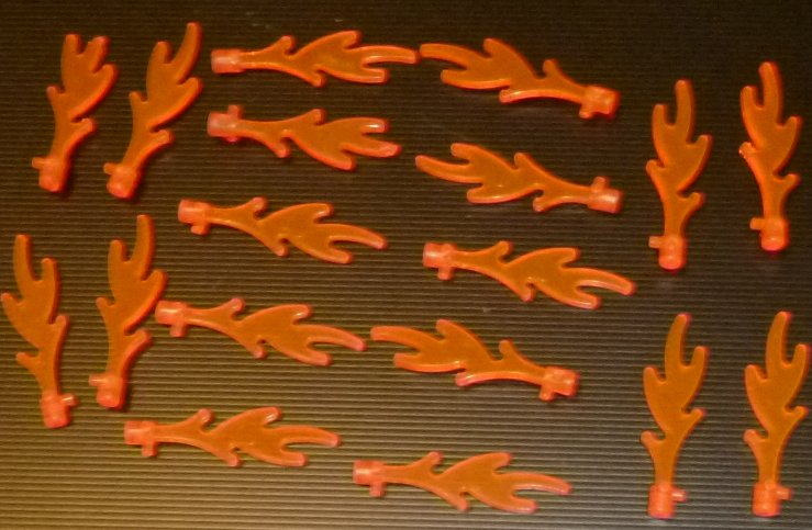 LEGO Parts lot of 18 Translucent orange FLAME fire