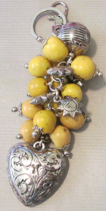 Beads & Charms cluster keyring key chain clip-on 6.5"