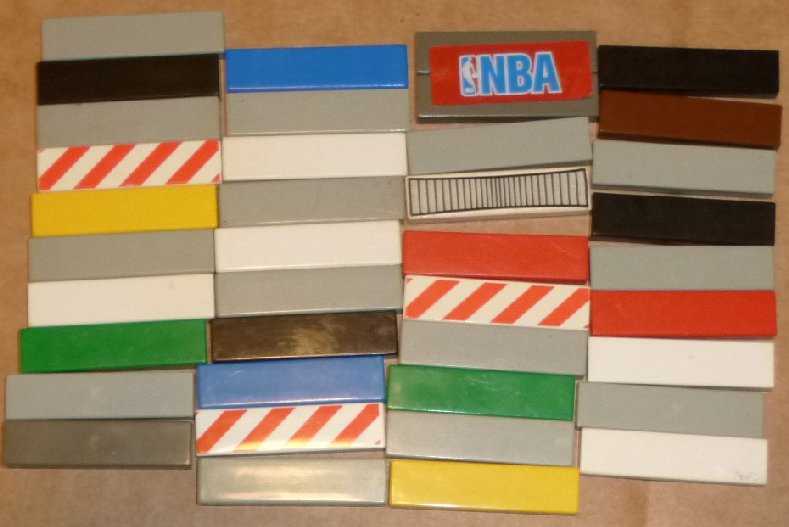 LEGO Parts lot of 39 Tile 1 x 4, mixed colors - Click Image to Close