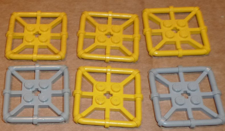 LEGO Parts lot of 6 Plate 2 x 2 with Rod Frame rectangular - Click Image to Close