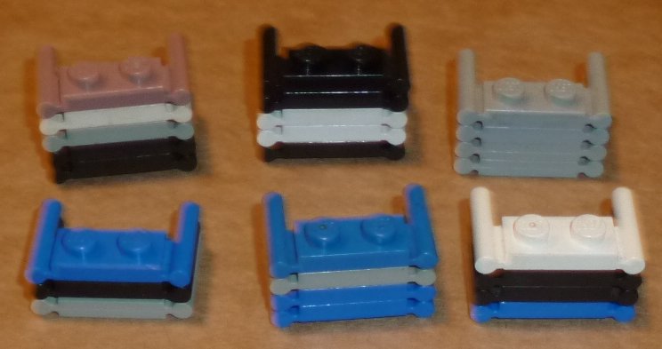 LEGO Parts lot of 25 Plate 1 x 2 with Handles mixed colors - Click Image to Close