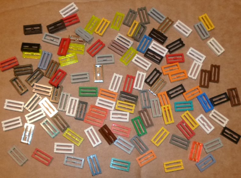 LEGO Parts lot of 113 Tile 1x2 GRILL mixed colors - Click Image to Close