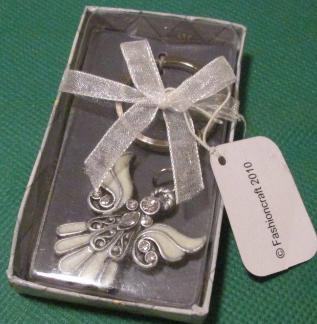 Decorated metal mini HANDBAG keyring key chain, Mint in Package - Click Image to Close