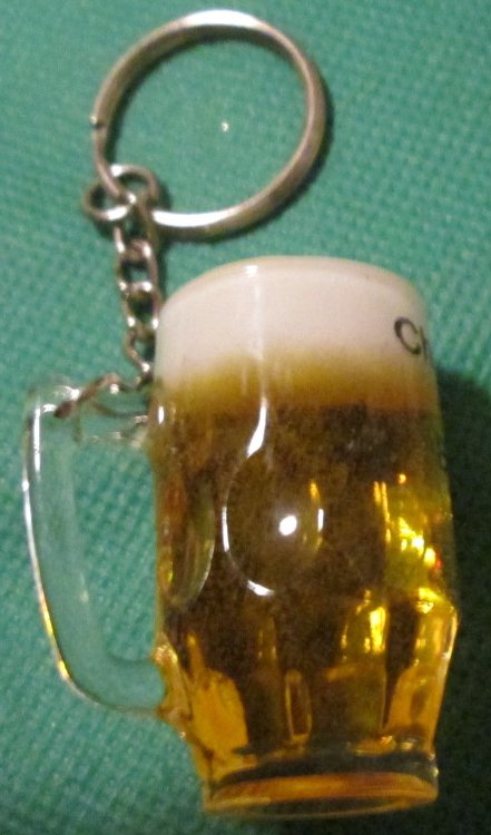 CHEERS FROM BELGIUM souvenir plastic BEER mug keyring key chain