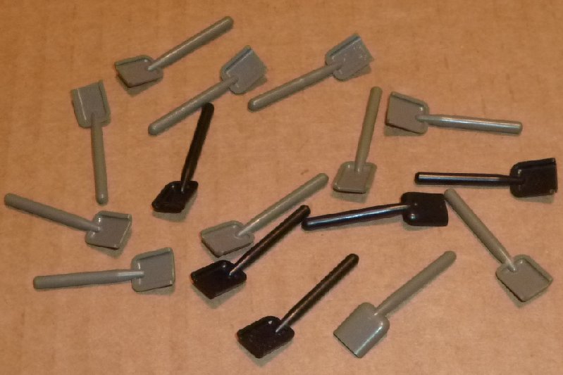 LEGO Parts lot of 16 Minifig SHOVELS black and gray