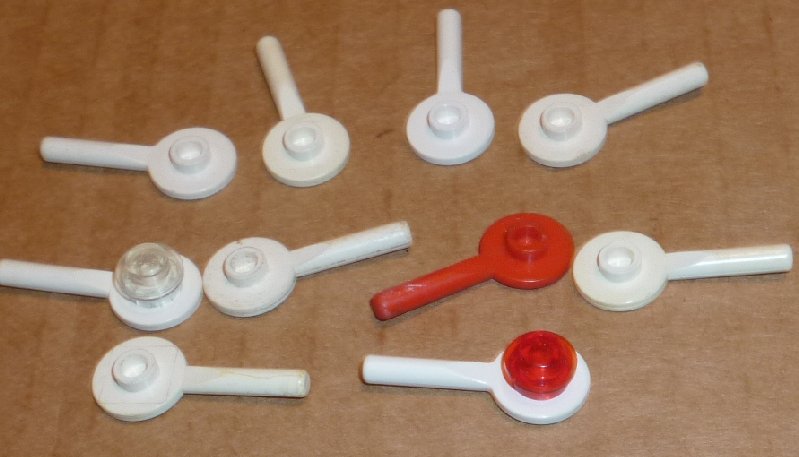 LEGO Parts lot of 10 Minifig SIGNAL HOLDER white and 1 red