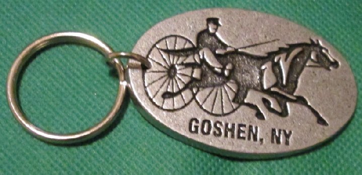 GOSHEN NY New York Horse buggy metal keyring key chain 2.5"