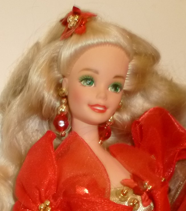 HAPPY HOLIDAY BARBIE Doll 1993 red Gown loose