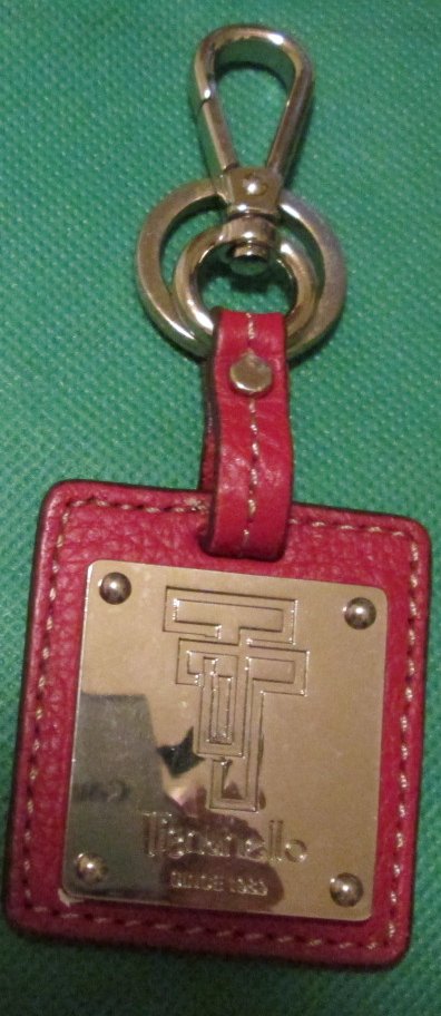 TIGNANELLO metal on leather tag keyring key chain 2.25"