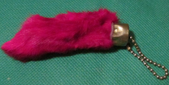 Vintage lucky RABBIT FOOT keyring key chain 3.25" - Click Image to Close
