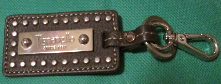 TIGNANELLO studded leather clip-on keyring key chain ~4" - Click Image to Close