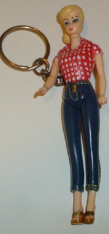 BARBIE Doll poseable PVC Figure retro GONE FISHING keyring