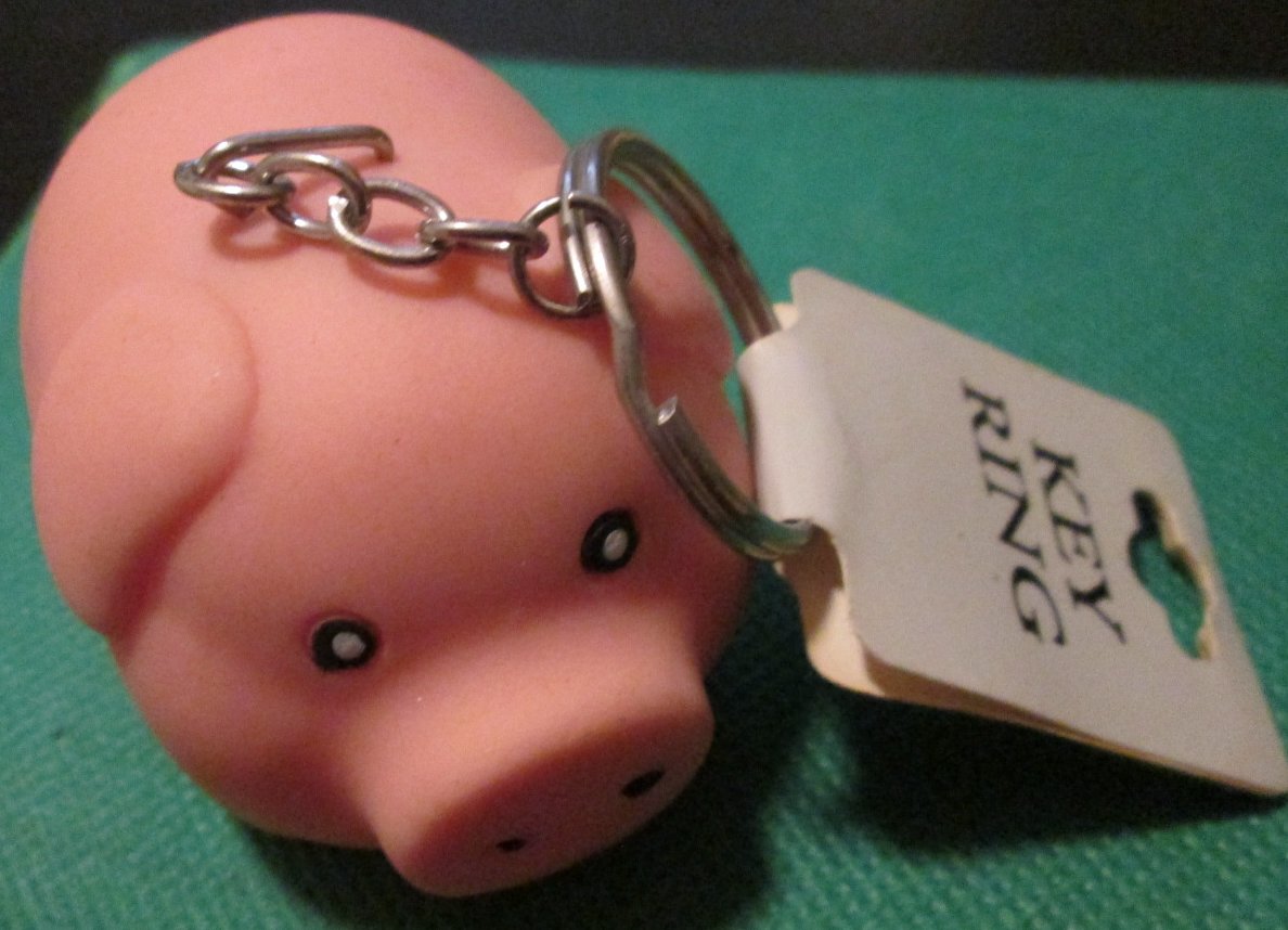 Squeaky PIG keyring key chain 2.25"
