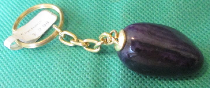 Purple polished pendant stone keyring key chain keychain 1.5"