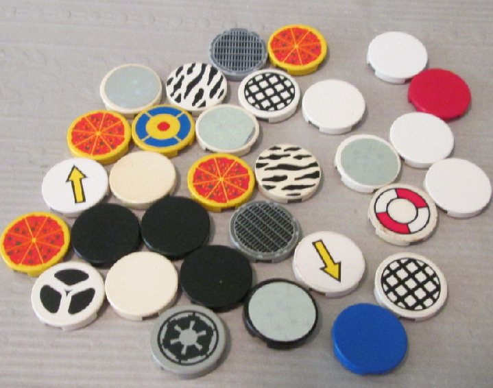 LEGO Parts Lot of 31 Tile 2 x 2 Round some Dec Decorated