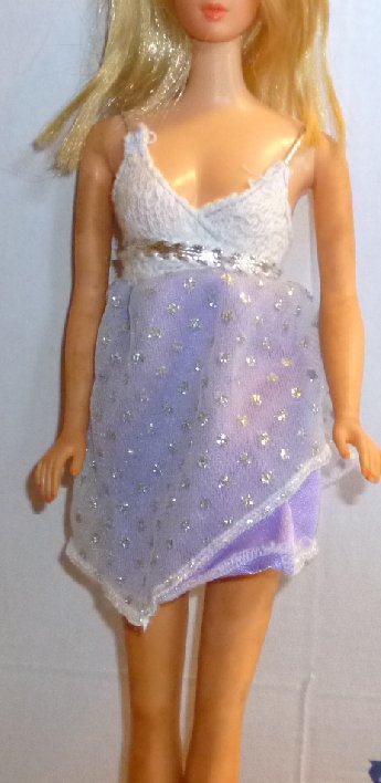 BARBIE Doll Clothing sleeveless purple white with glitter
