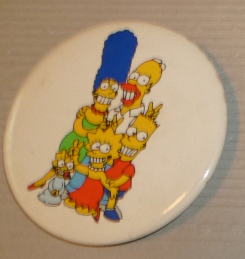 Vintage THE SIMPSONS cartoon family round button Pin 2"