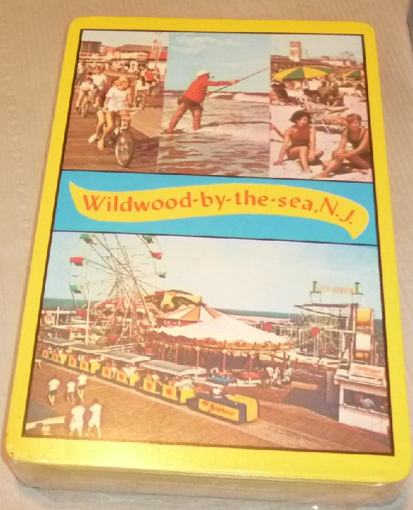 1 JUMBO Deck Vtg WILDWOOD BY THE SEA NJ souvenir playing cards