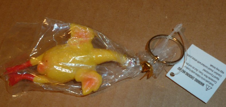 Rubber CHICKEN keyring key chain 3.5", Mint in Package