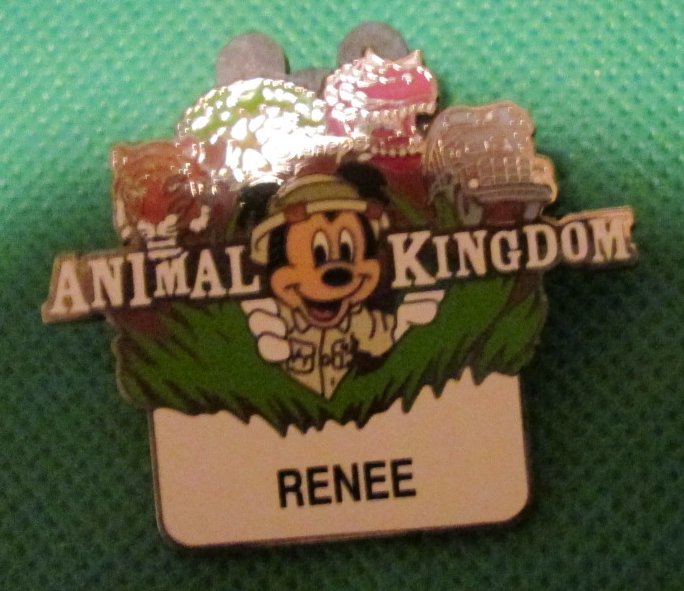 Disney ANIMAL KINGDOM Mickey Mouse Safari Name RENEE pinback Pin