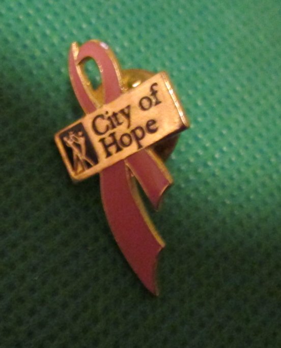 CITY OF HOPE pink ribbon pinback lapel PIN 1"