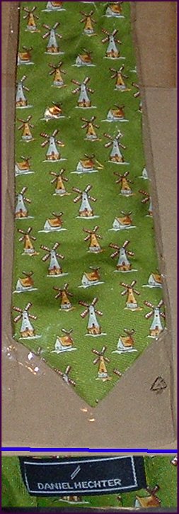 New DANIEL HECHTER Silk WINDMILLS Neck TIE