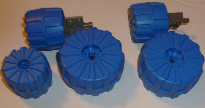 LEGO Car Parts lot of 5 blue hard plastic Tyre Tires, 2 sizes