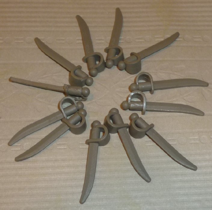 LEGO Parts lot of 12 mini figure weapon accessory gray knife - Click Image to Close