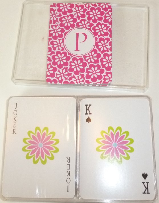 Double (2) Deck playing cards "P" with flowers, 1 pack MIP