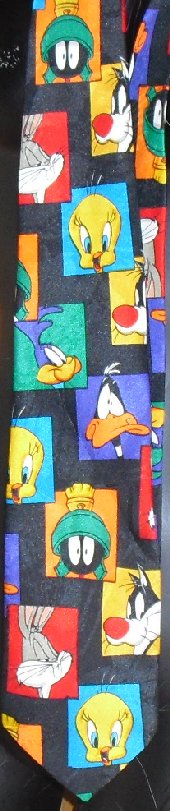 WB Looney Tunes gang colorful polyester TIE Necktie - Click Image to Close