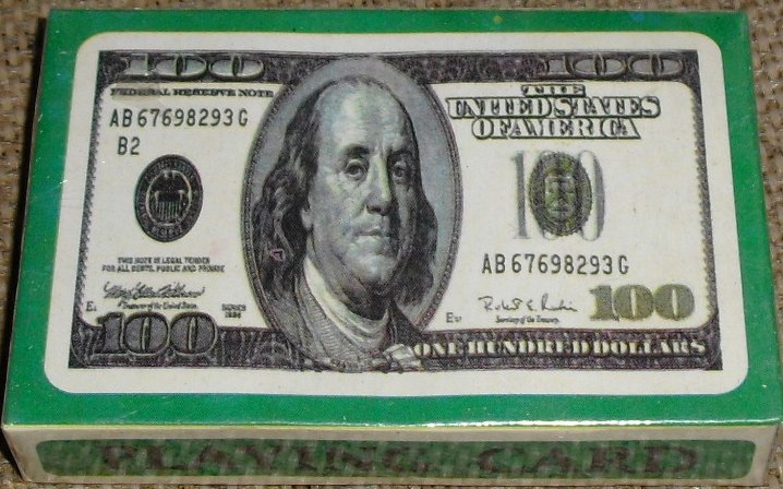 1 DECK $100 bills novelty playing cards MIP new