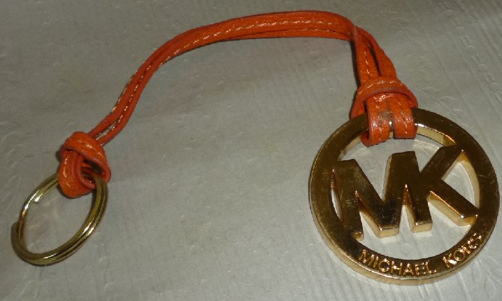 MK Michael Kors goldtone metal charm keyring key chain 2"