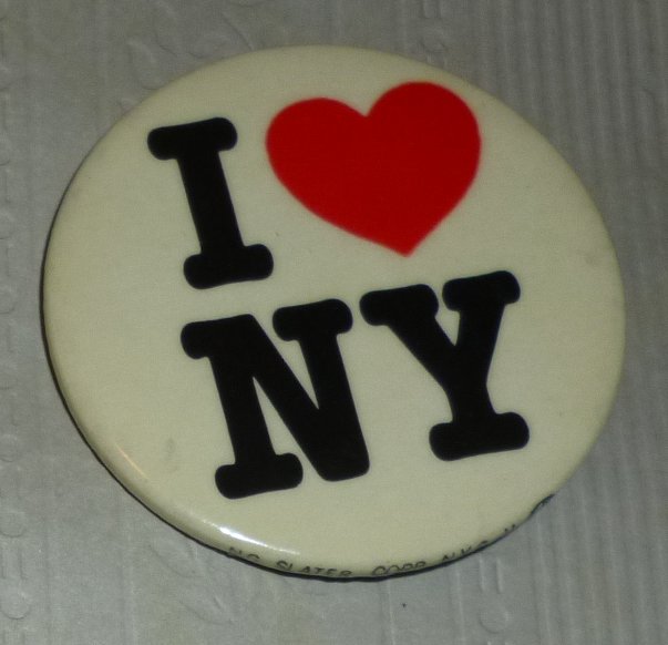 I Love NY New York round button Pin 2"