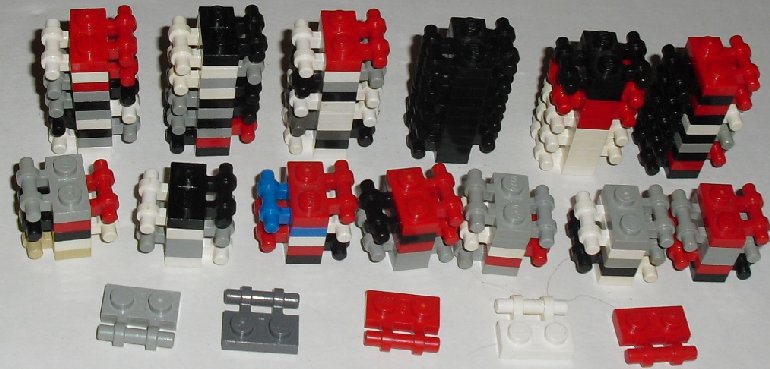 LEGO Parts lot of 100 Plate 1x2 with handle, mixed colors