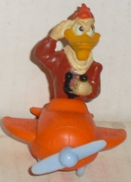 DARKWING DUCK Launchpad McQuack PVC Figure in airplane 3" - Click Image to Close