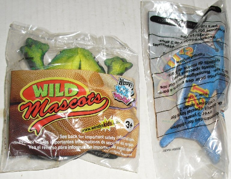 Lot of 2 Wendy's WILD MASCOTS frog & shark toys MIP