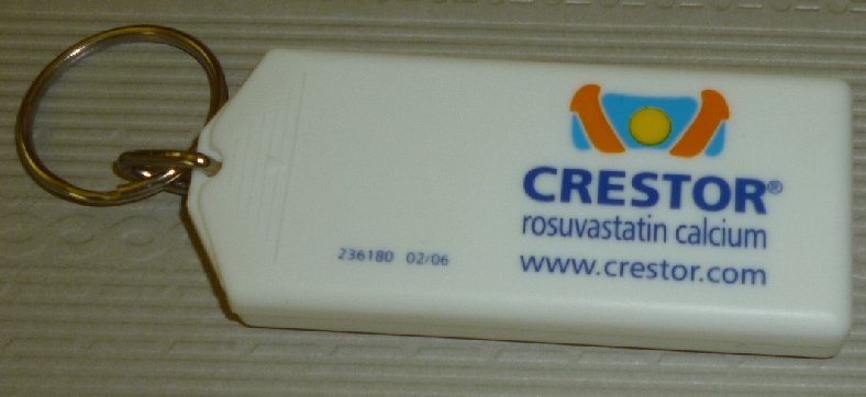 Pharmaceutical Drug Rep CRESTOR holder keyring key chain 3"