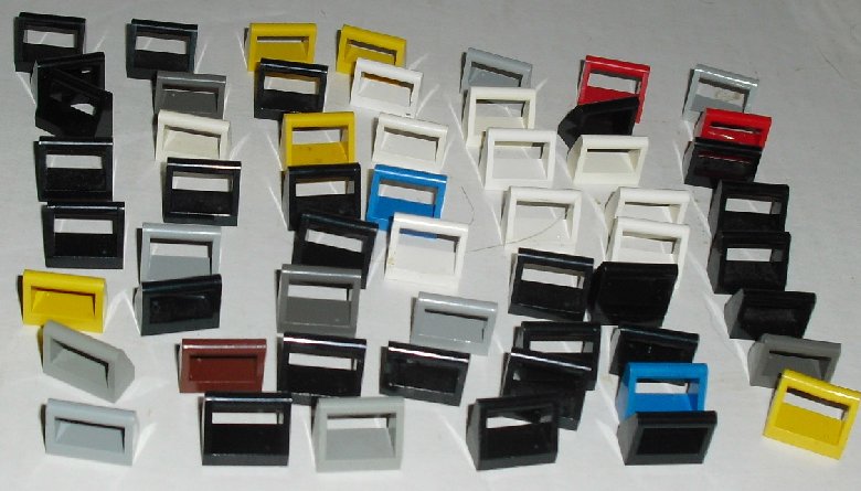 LEGO Parts Lot of 56 Tile 1x2 with Handle, mixed colors